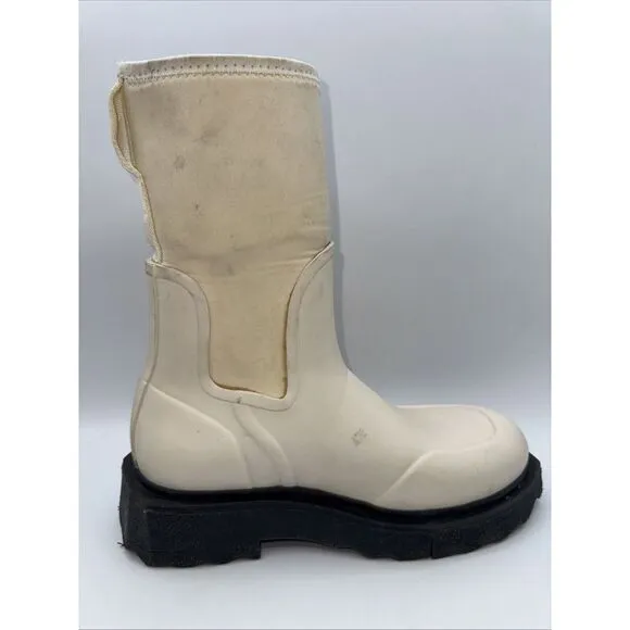 Off-White‎ Women's White Sponge Sole Chelsea Rain Boots Shoes Size 38