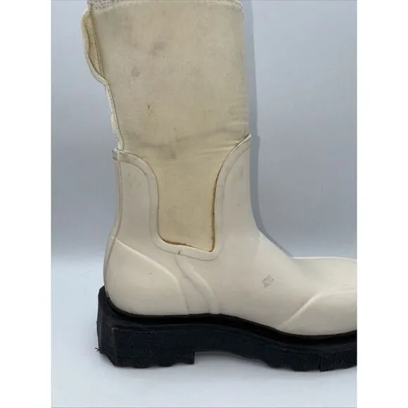 Off-White‎ Women's White Sponge Sole Chelsea Rain Boots Shoes Size 38