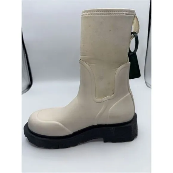 Off-White‎ Women's White Sponge Sole Chelsea Rain Boots Shoes Size 38