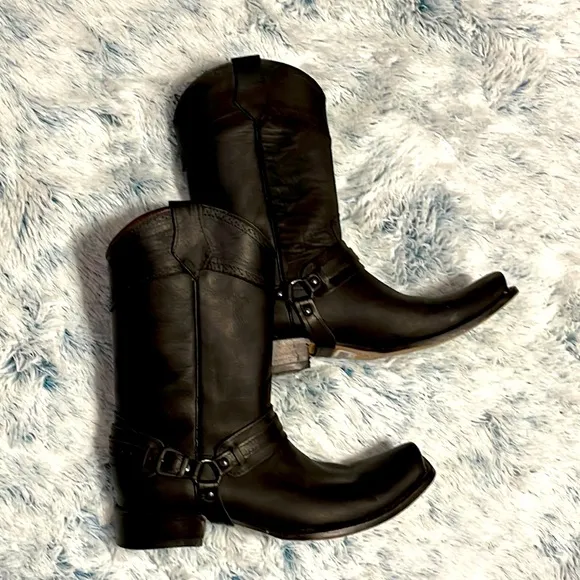 Old Corral Mens Black Harness Square Toed Boots Size 11.5