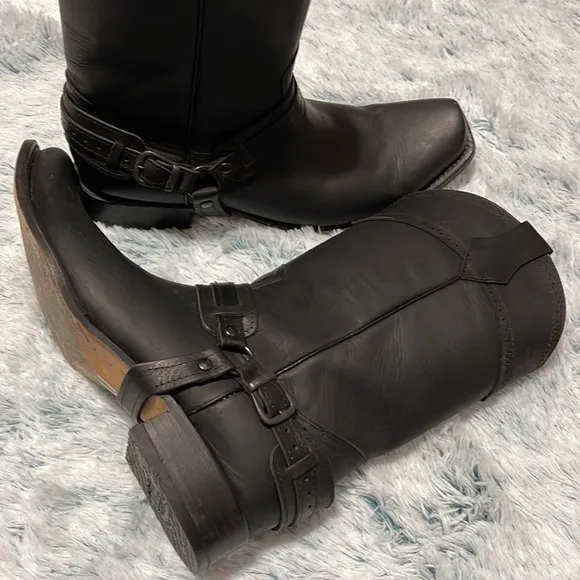 Old Corral Mens Black Harness Square Toed Boots Size 11.5