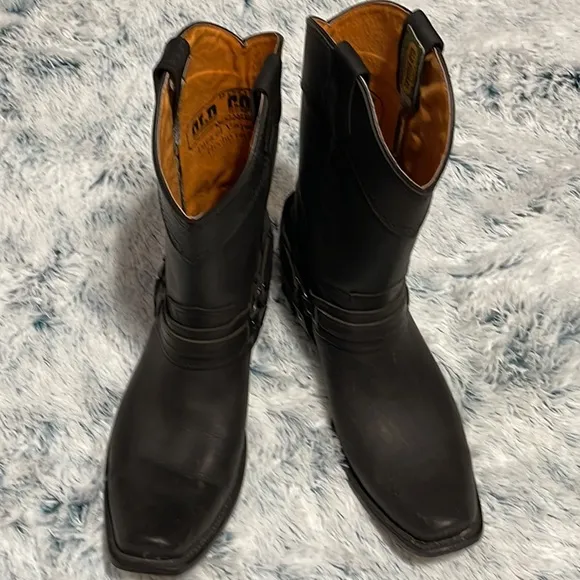Old Corral Mens Black Harness Square Toed Boots Size 11.5