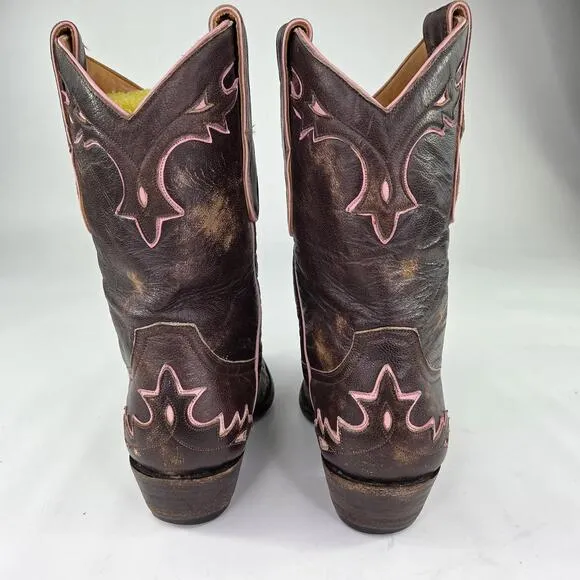 Old Gringo Women's Villa Cowboy Boots US 7 B Brown Pink Distressed Western Boot