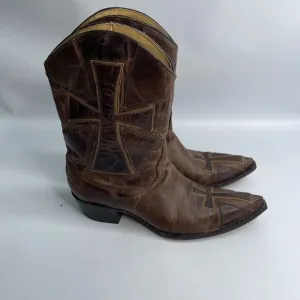 Old Gringo YIPPEE KIYAY Women’s Cowboy Boots Size‎ 7 B Distressed Cross