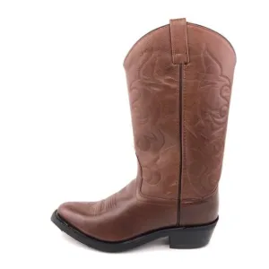 Old West Brown Leather Work Western Boots 9D