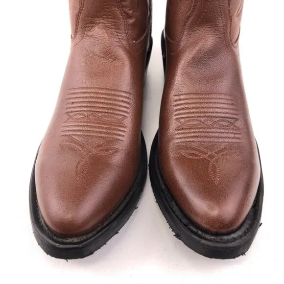 Old West Brown Leather Work Western Boots 9D