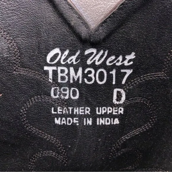 Old West Brown Leather Work Western Boots 9D