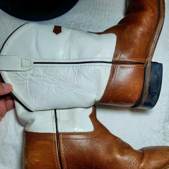 OLD WEST Kids boots Size 30 Used Leather Brown and White