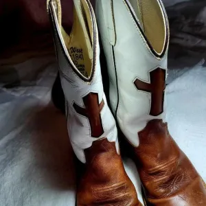 OLD WEST Kids boots Size 30 Used Leather Brown and White