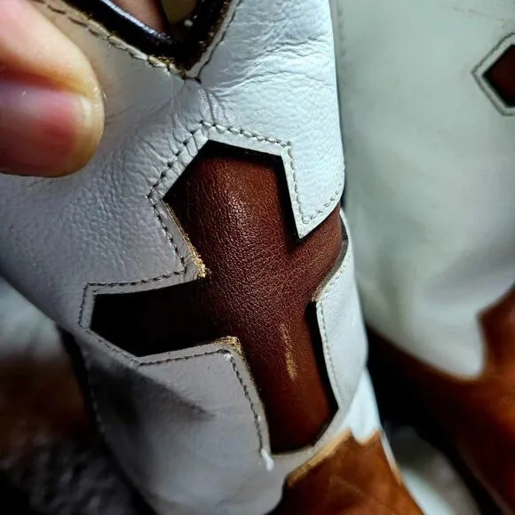 OLD WEST Kids boots Size 30 Used Leather Brown and White
