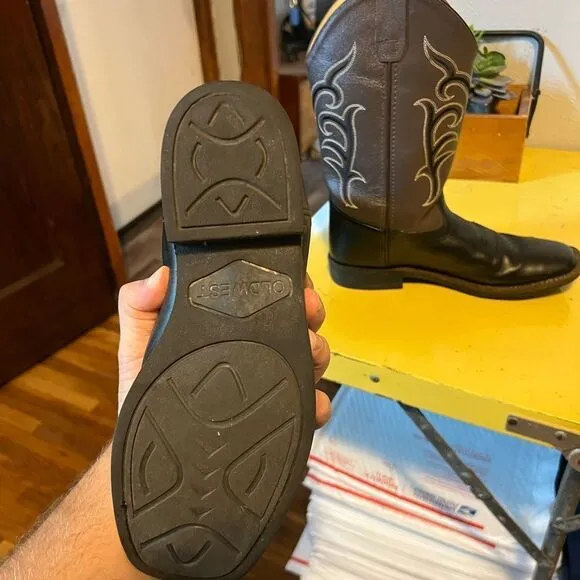 Old West Leather Cowboy Boots Sz 5