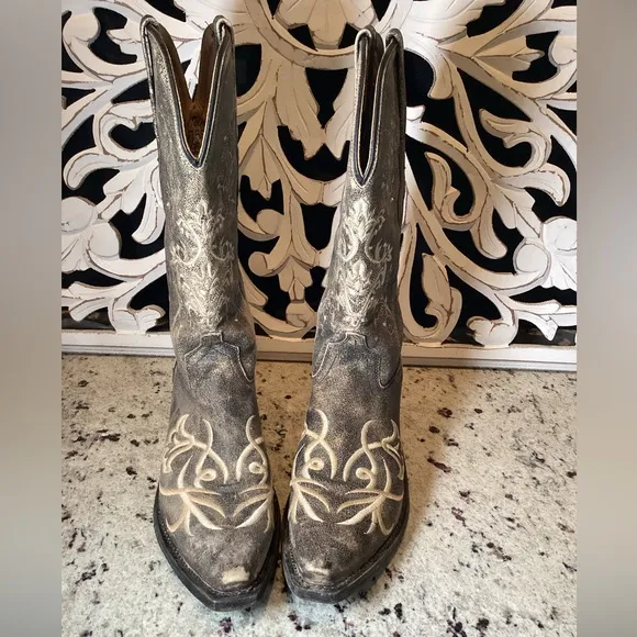 Old West Western Cowboy Boots Size 8