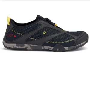 Olukai Eleu Trainer Water Shoes Black Mesh Quick Drying Flexible Bungee Laces