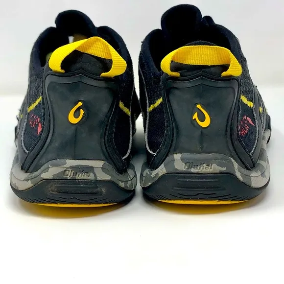 Olukai Eleu Trainer Water Shoes Black Mesh Quick Drying Flexible Bungee Laces