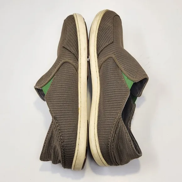 Olukai Mens Nohea Mesh Slip On Boat shoes Size 9.5 M Brown Green Comfort Casual