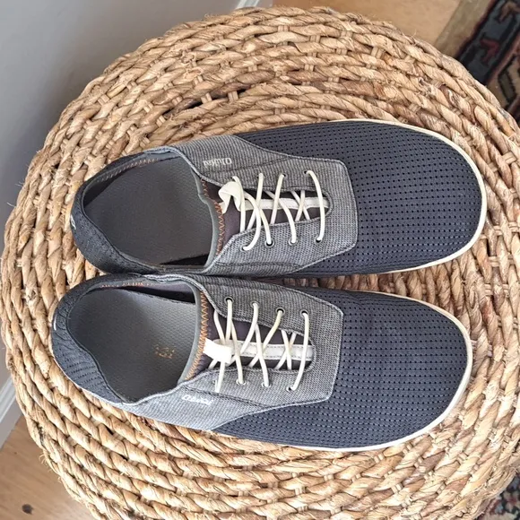 OluKai Mens Nohea Moku‎ Dark Shadow Grey Slip On Boat Shoe Sneakers S-8.5