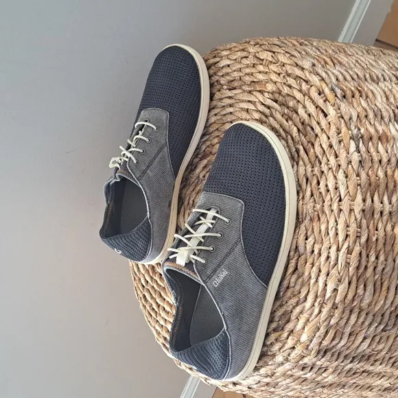 OluKai Mens Nohea Moku‎ Dark Shadow Grey Slip On Boat Shoe Sneakers S-8.5