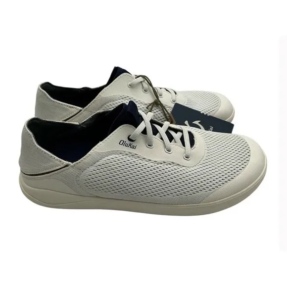 Olukai Moku Pae Shoes Men's 10.5 White Mesh Comfort Low Slip Sneakers EUC