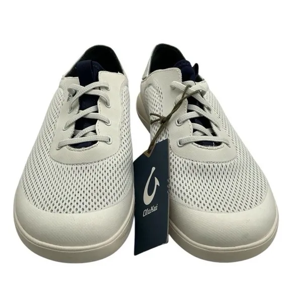 Olukai Moku Pae Shoes Men's 10.5 White Mesh Comfort Low Slip Sneakers EUC
