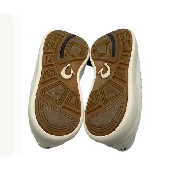 Olukai Moku Pae Shoes Men's 10.5 White Mesh Comfort Low Slip Sneakers EUC