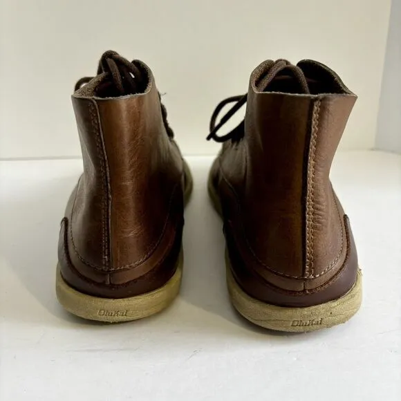 Olukai Nalukai Brown Leather Boots Men's Size 9.5 Lace Up Chukka Casual Comfort