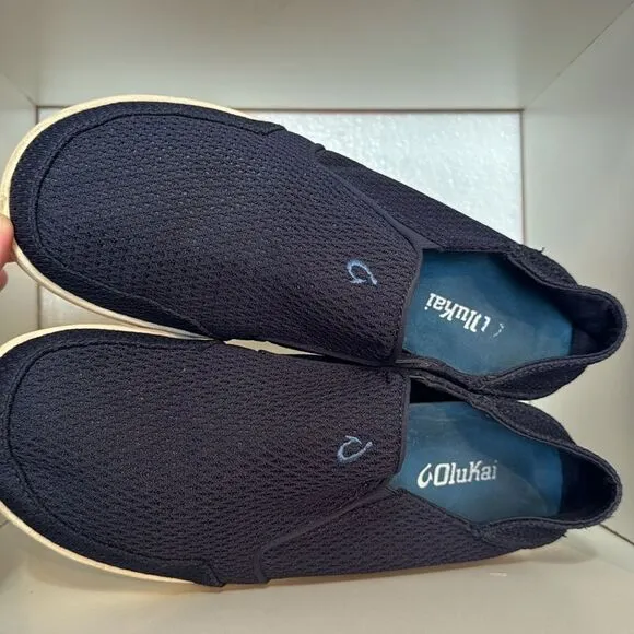 Olukai Nohea Mens Blue Comfort Mesh Slip On Loafer Boat Shoes