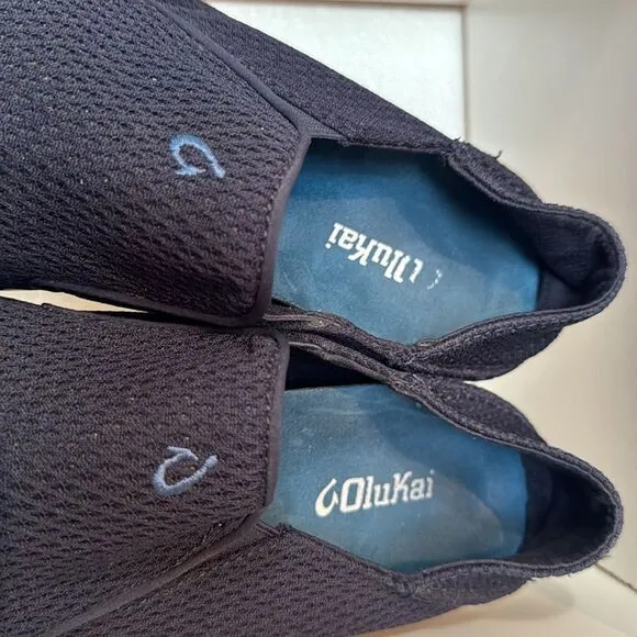Olukai Nohea Mens Blue Comfort Mesh Slip On Loafer Boat Shoes