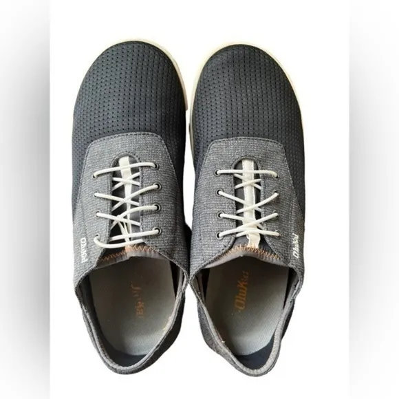 Olukai Nohea Moku Dark Shadow Slip On Fold Back No Tie Boat Shoes Sneakers 9