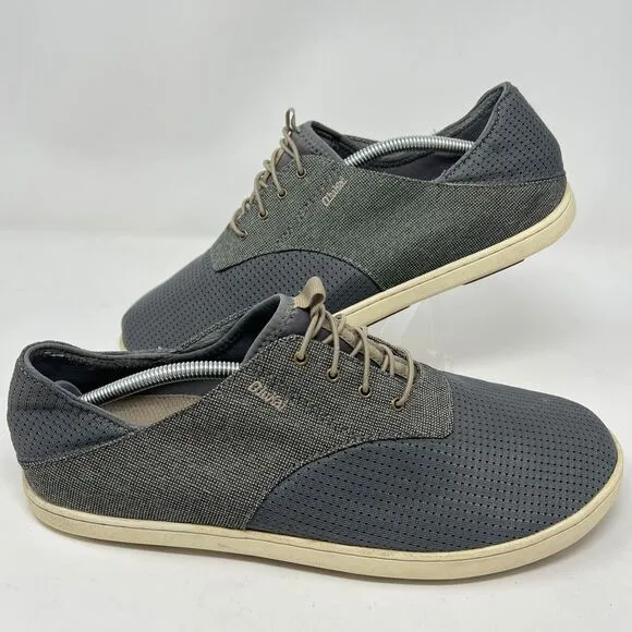 Olukai Nohea Moku Men’s Sz 12 Slip on Textiles Boat Shoes Gray 10283-2610