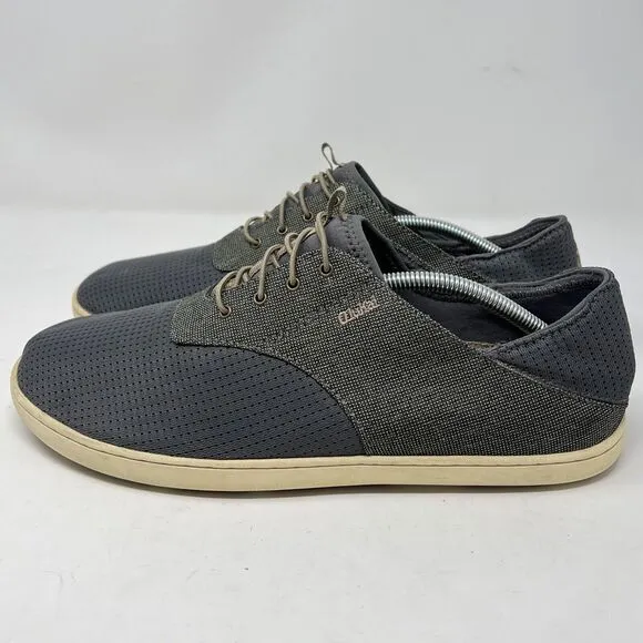 Olukai Nohea Moku Men’s Sz 12 Slip on Textiles Boat Shoes Gray 10283-2610