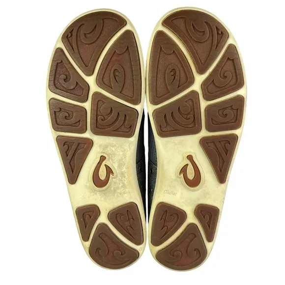 OluKai Nohea Moku Slip On Boat Shoes Gray‎ Drop In Heel Land Water Mens Size 10