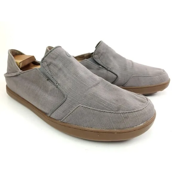 Olukai Nohea Twill Slip-On Shoes Men’s Size 11.5 M Gray 10178-9C9C