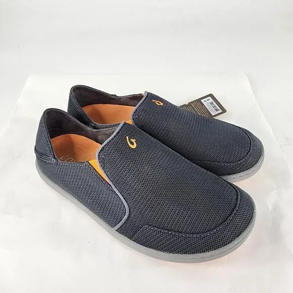 Olukai Nohea Mesh Slip On Drop Heel US 9 Dark Shadow Gray Loafer Shoes Sneakers