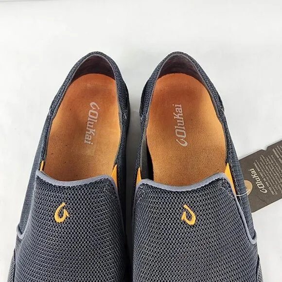 Olukai Nohea Mesh Slip On Drop Heel US 9 Dark Shadow Gray Loafer Shoes Sneakers