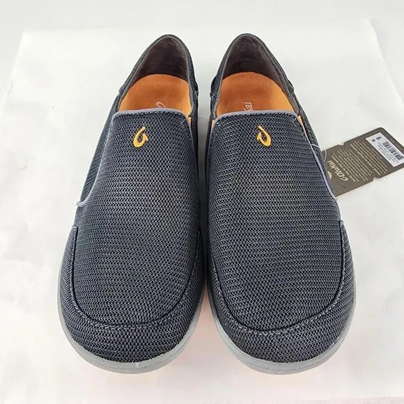 Olukai Nohea Mesh Slip On Drop Heel US 9 Dark Shadow Gray Loafer Shoes Sneakers