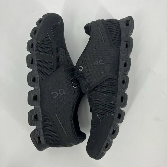 On Cloud 5 Ripstop Mesh Shoes Size 8.5 Womens Road Running Triple Black Walking