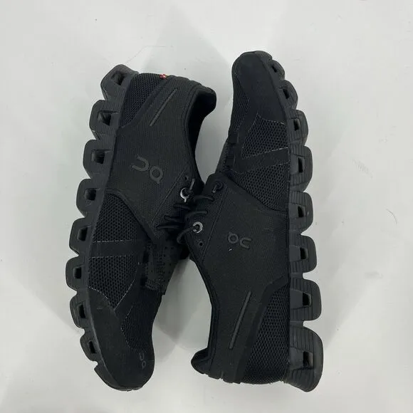 On Cloud 5 Ripstop Mesh Shoes Size 8.5 Womens Road Running Triple Black Walking