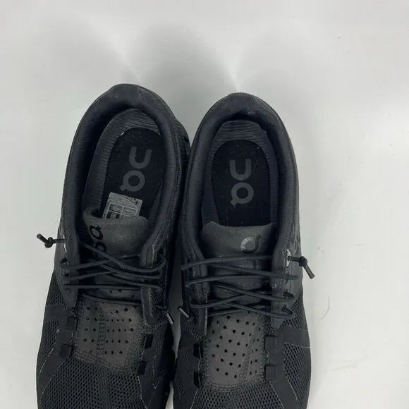 On Cloud 5 Ripstop Mesh Shoes Size 8.5 Womens Road Running Triple Black Walking
