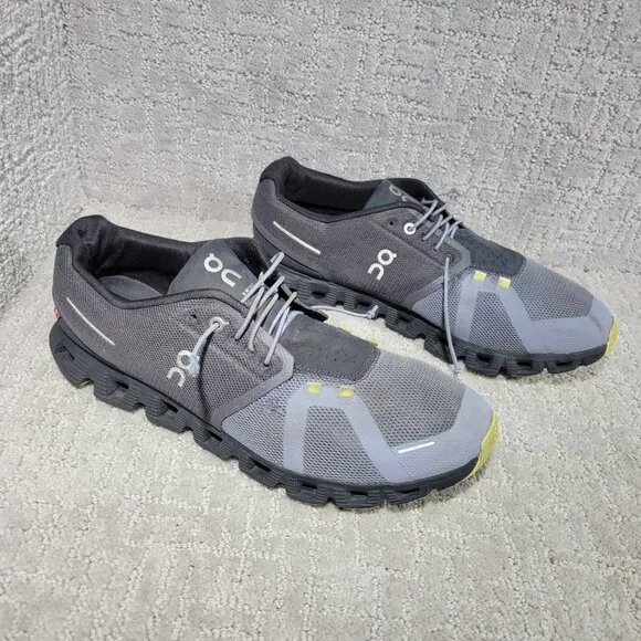 On-Running Cloud 5 Mens Size US 12 Magnet Fossil Mesh Low-Top Sneaker Shoes