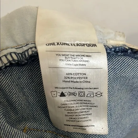 One Teaspoon Number 2’s Blue Distressed Ripped Frayed Hem Denim Shorts Boho