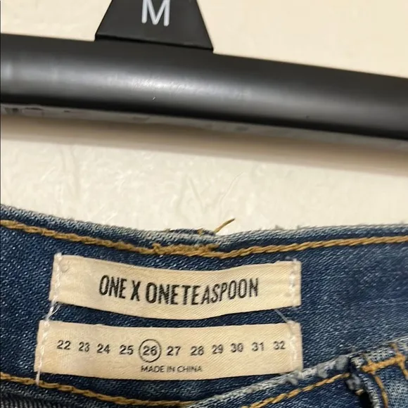 One Teaspoon Number 2’s Blue Distressed Ripped Frayed Hem Denim Shorts Boho