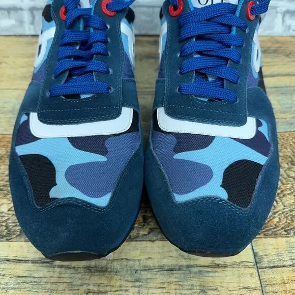 OPP France Lace-up Paint Sneakers &quot;Blue Camo&quot; Running Shoes Mens Size 10