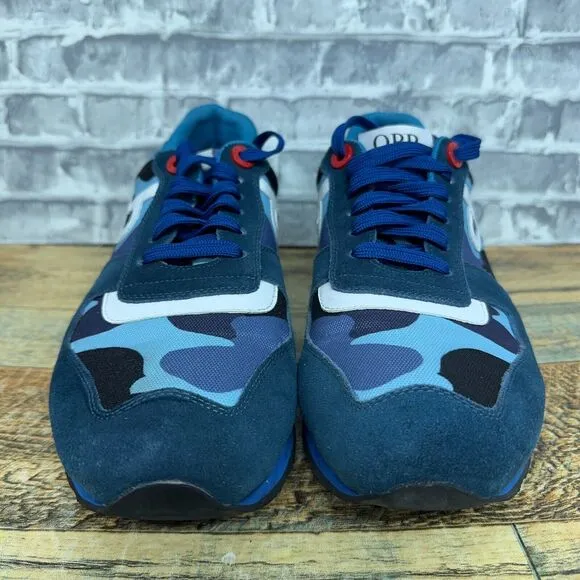 OPP France Lace-up Paint Sneakers &quot;Blue Camo&quot; Running Shoes Mens Size 10