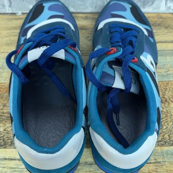 OPP France Lace-up Paint Sneakers &quot;Blue Camo&quot; Running Shoes Mens Size 10