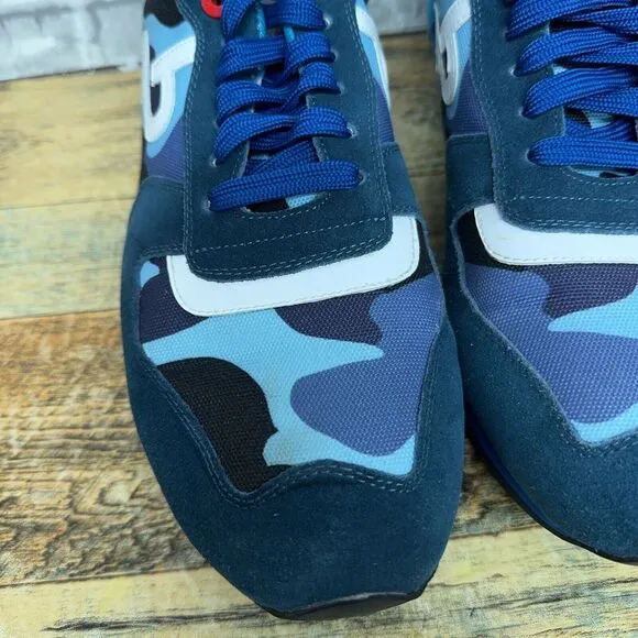 OPP France Lace-up Paint Sneakers &quot;Blue Camo&quot; Running Shoes Mens Size 10