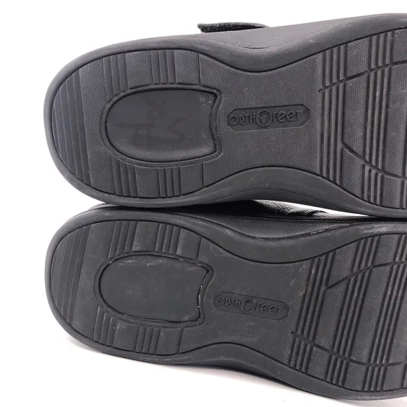 Orthofeet 510 Broadway Black Leather Orthotic Walking Shoes 11W