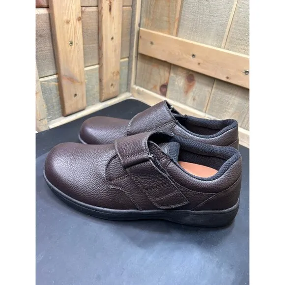 Orthofeet Mens Brown Orthopedic Shoes 10.5 D With Hook &amp; Loop Closure