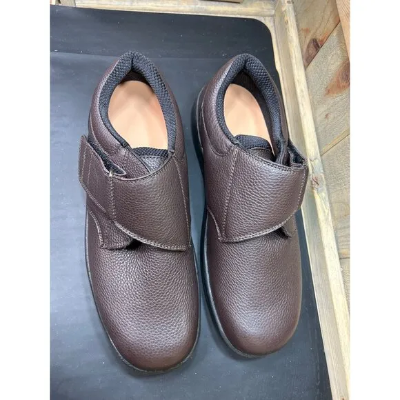 Orthofeet Mens Brown Orthopedic Shoes 10.5 D With Hook &amp; Loop Closure