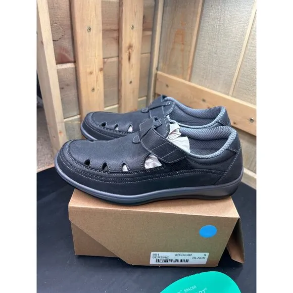 Orthofeet Womens Serene Orthopedic Shoes Size 9 Black Medium With Arch Booster I