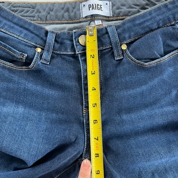 PAIGE Skyline Skinny Jeans Medium Rise Stretch Wash Blue, Size 27